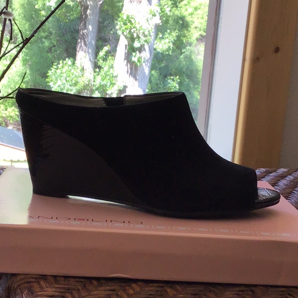 Bandolino Black Suede Wedge Slip-on Shoes
